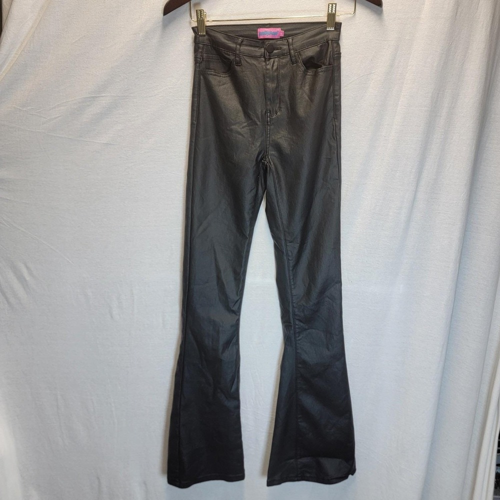Edikted Faux Leather Pants High‎ Rise Flare Leg Black Size S 90s Y2k Pleather